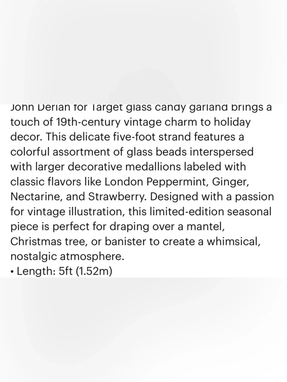 JOHN DERIAN NWT glass candy garland -60”